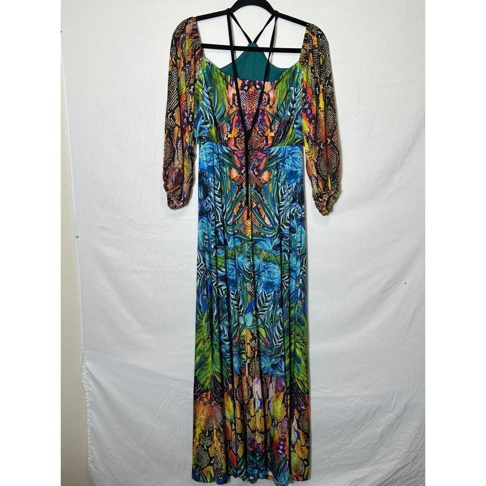 Venus BOHO Hippie Women's Maxi Halter Dress Off The Shoulder Sleeves, Size M - Picture 4 of 5